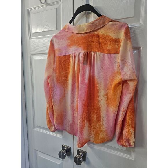NWT JM Collection Petite Dye Dreams Tie-Front Blouse PXL Tangerine - Picture 6 of 15